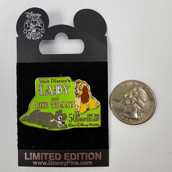 Disney Pin Lady and the Tramp 50th Anniversary LE 2000 Stacked Pin Green - Picture 5 of 6